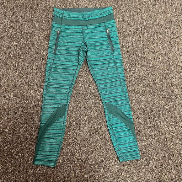 lululemon athletica Pants - lululemon athletica Teal Striped Leggings